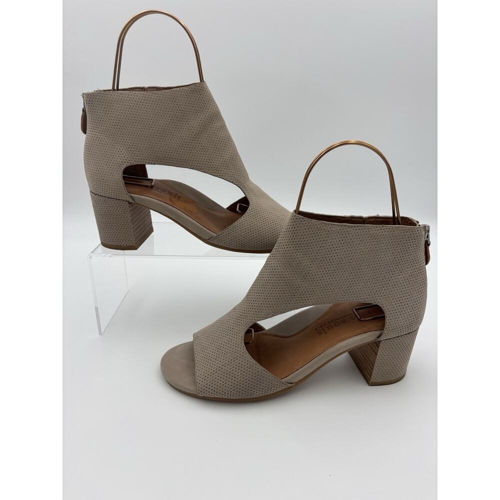 Gentle Souls Charlene 2 Cut Out Sandal Bootie Beige Size 8.5 M Leather Laser Cut